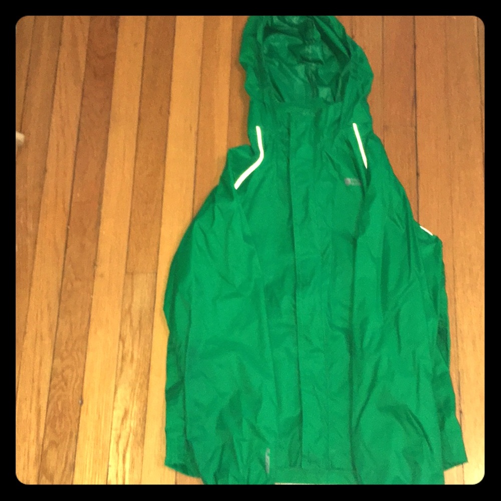 Extremely lightweight green rain jacket